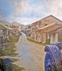 Boquete dowtown Central Avenue going north. Catholic church at the end